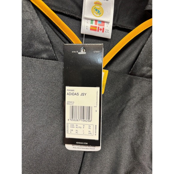 Real Madrid 1999-2000 Adidas Away Soccer Jersey Mens Black Short Sleeve XL NWT - Picture 9 of 9